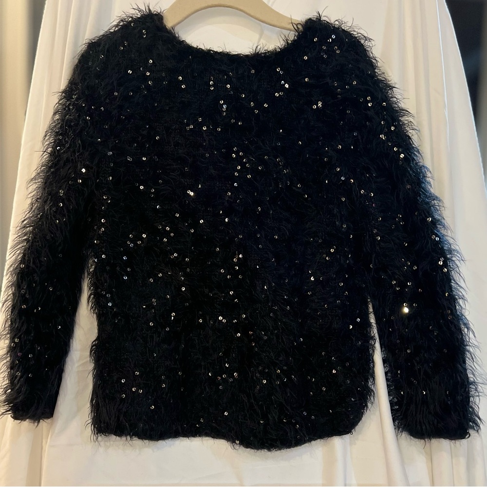 H&M Black Fuzzy Sequin Sweater